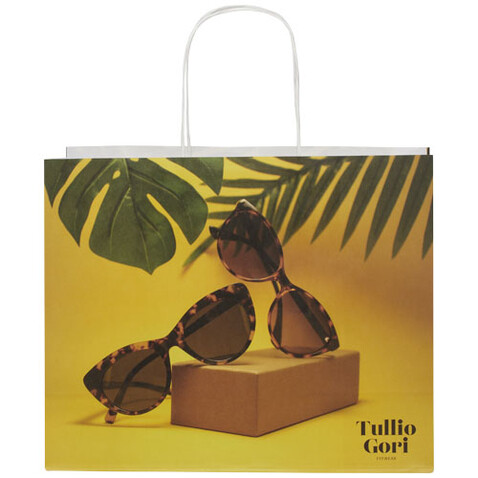 Kraftpapiertasche 120 g/m² mit gedrehten Griffen – 31 × 12 × 25 cm, weiss bedrucken, Art.-Nr. 1ZM00801 Kraftpapiertasche 120 g/m² mit gedrehten Griffen – 31 × 12 × 25 cm, weiss bedrucken, Art.-Nr. 1ZM00801