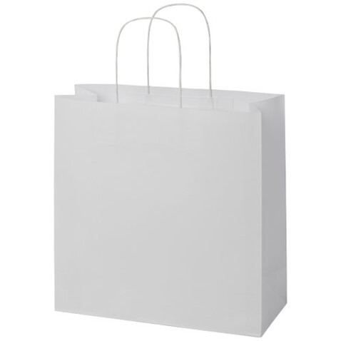 Kraftpapiertasche 120 g/m² mit gedrehten Griffen – 31 × 12 × 31 cm, weiss bedrucken, Art.-Nr. 1ZM00901 Kraftpapiertasche 120 g/m² mit gedrehten Griffen – 31 × 12 × 31 cm, weiss bedrucken, Art.-Nr. 1ZM00901
