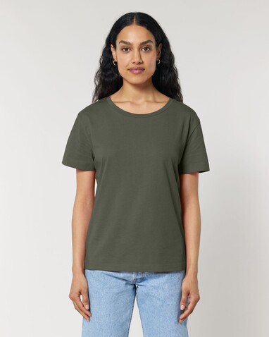 Stella Serena - Das Damen-T-Shirt mit weitem Rundhalsausschnitt - Khaki - XS bedrucken, Art.-Nr. STTW173C223XS