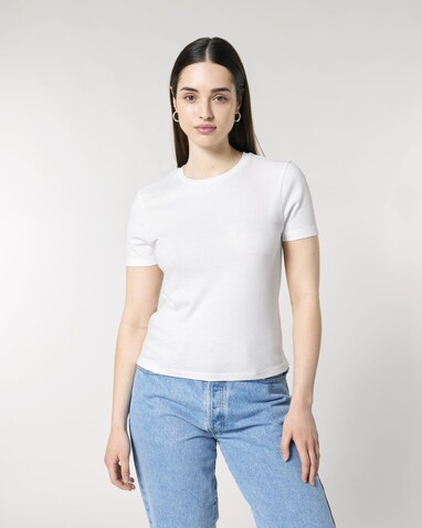 Stella Ella - Das kurze Fitted Damen-T-Shirt - White - L bedrucken, Art.-Nr. STTW174C0011L
