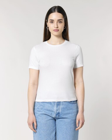 Stella Ella - Das kurze Fitted Damen-T-Shirt - White - XXL bedrucken, Art.-Nr. STTW174C0012X