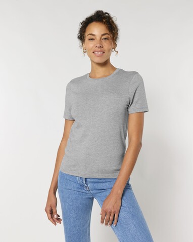 Stella Ella - Das kurze Fitted Damen-T-Shirt - Heather Grey - M bedrucken, Art.-Nr. STTW174C2501M