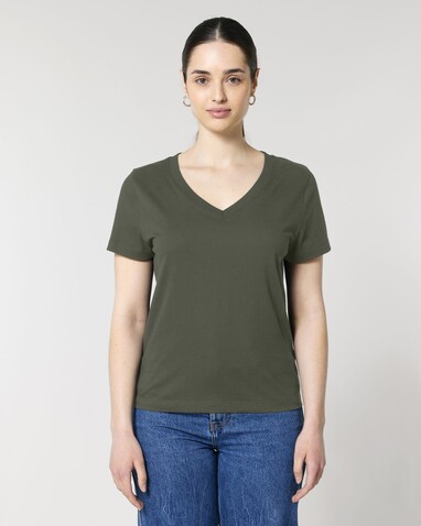 Stella Isla - Das Damen-T-Shirt mit V-Ausschnitt - Khaki - M bedrucken, Art.-Nr. STTW176C2231M