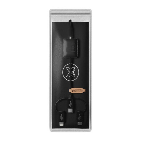 SCX.design C48 CarPlay 5-in-1 Ladekabel mit Leuchtlogo, schwarz bedrucken, Art.-Nr. 2PX12190