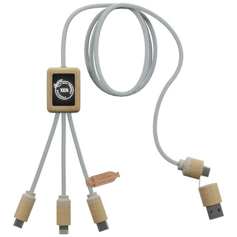 SCX.design C49 5-in-1 Ladekabel mit Leuchtlogo, hellbraun bedrucken, Art.-Nr. 2PX12670 SCX.design C49 5-in-1 Ladekabel mit Leuchtlogo, hellbraun bedrucken, Art.-Nr. 2PX12670