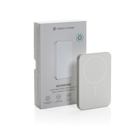 Urban Vitamin Richmond 5000mAh Powerbank aus RCS Plastik/Alu silber bedrucken, Art.-Nr. P322.822 Urban Vitamin Richmond 5000mAh Powerbank aus RCS Plastik/Alu silber bedrucken, Art.-Nr. P322.822