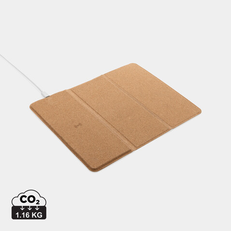 Wireless 10W Kork-Mauspad mit Ladefunktion und Ständer braun bedrucken, Art.-Nr. P308.519 Wireless 10W Kork-Mauspad mit Ladefunktion und Ständer braun bedrucken, Art.-Nr. P308.519