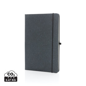 A5 Hardcover Notizbuch aus GRS recyceltem PU grau bedrucken, Art.-Nr. P774.202