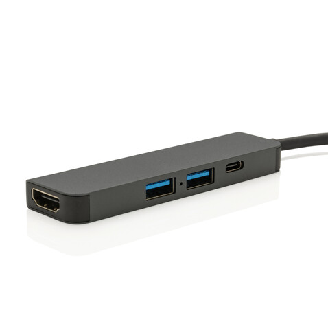 Terra Hub aus RCS recyceltem Aluminium mit HDMI-Input grau bedrucken, Art.-Nr. P308.652 Terra Hub aus RCS recyceltem Aluminium mit HDMI-Input grau bedrucken, Art.-Nr. P308.652