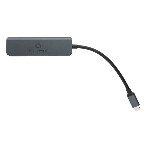 Terra Hub aus RCS recyceltem Aluminium mit HDMI-Input grau bedrucken, Art.-Nr. P308.652 Terra Hub aus RCS recyceltem Aluminium mit HDMI-Input grau bedrucken, Art.-Nr. P308.652