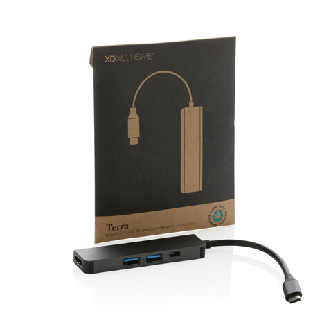 Terra Hub aus RCS recyceltem Aluminium mit HDMI-Input grau bedrucken, Art.-Nr. P308.652 Terra Hub aus RCS recyceltem Aluminium mit HDMI-Input grau bedrucken, Art.-Nr. P308.652