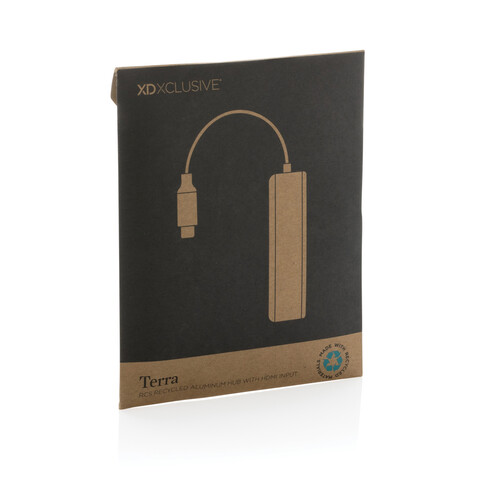 Terra Hub aus RCS recyceltem Aluminium mit HDMI-Input grau bedrucken, Art.-Nr. P308.652 Terra Hub aus RCS recyceltem Aluminium mit HDMI-Input grau bedrucken, Art.-Nr. P308.652
