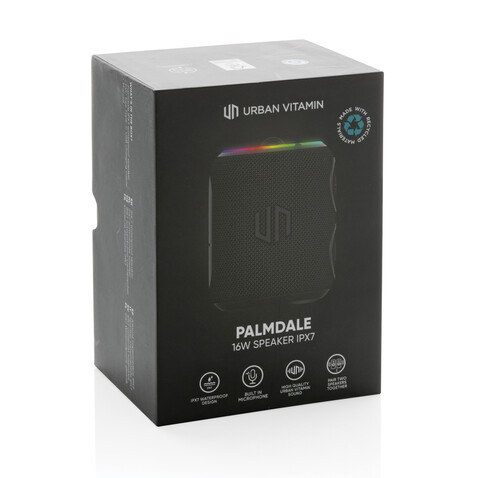 Urban Vitamin Palmdale 16W IPX 7 Speaker aus RCS rPlastik schwarz bedrucken, Art.-Nr. P331.521