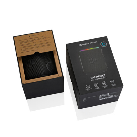 Urban Vitamin Palmdale 16W IPX 7 Speaker aus RCS rPlastik schwarz bedrucken, Art.-Nr. P331.521