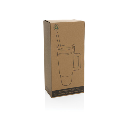 Tana Becher aus RCS recyceltem Kunststoff mit Griff 750ml weiß bedrucken, Art.-Nr. P437.103 Tana Becher aus RCS recyceltem Kunststoff mit Griff 750ml weiß bedrucken, Art.-Nr. P437.103