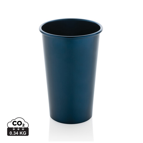 Alo Leight-Weight-Becher aus RCS recyceltem Aluminium 450ml navy blau bedrucken, Art.-Nr. P437.200