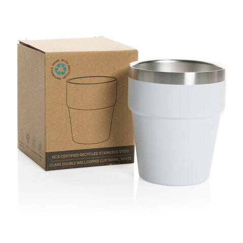 Clark Doppelwandige RCS Kaffeetasse 300ml weiß bedrucken, Art.-Nr. P437.213 Clark Doppelwandige RCS Kaffeetasse 300ml weiß bedrucken, Art.-Nr. P437.213