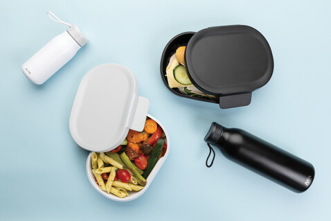 Avira Atlas Lunchbox aus RCS recyceltem PP 700ml weiß, grau bedrucken, Art.-Nr. P438.073 Avira Atlas Lunchbox aus RCS recyceltem PP 700ml weiß, grau bedrucken, Art.-Nr. P438.073