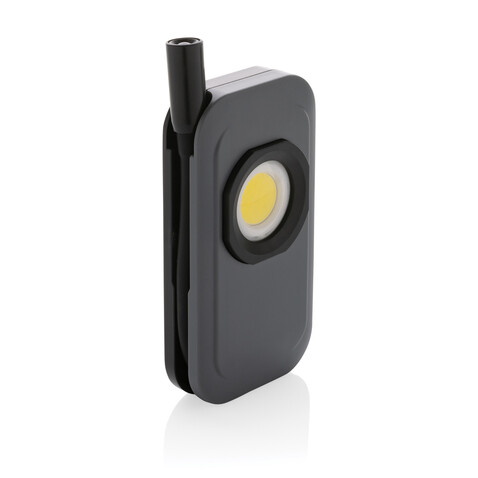 Gear X wiederaufladbare USB Arbeitsleuchte aus RCS rPlastik grau bedrucken, Art.-Nr. P513.162
