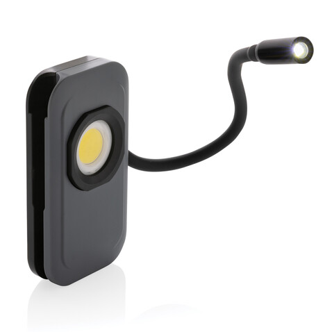 Gear X wiederaufladbare USB Arbeitsleuchte aus RCS rPlastik grau bedrucken, Art.-Nr. P513.162