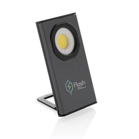 Gear X USB-Taschenlampe aus RCS rKunststoff mit 260 Lumen grau, schwarz bedrucken, Art.-Nr. P513.242