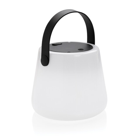 SolarGlow Außenleuchte aus RCS rec. Kunststoff mit USB-Lampe weiß bedrucken, Art.-Nr. P513.473