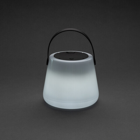 SolarGlow Außenleuchte aus RCS rec. Kunststoff mit USB-Lampe weiß bedrucken, Art.-Nr. P513.473