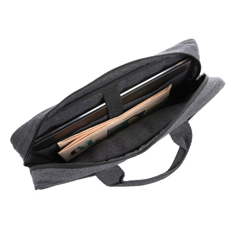 Laluka AWARE™ 15.4" Laptop-Tasche aus recycelter Baumwolle anthrazit bedrucken, Art.-Nr. P732.119 Laluka AWARE™ 15.4" Laptop-Tasche aus recycelter Baumwolle anthrazit bedrucken, Art.-Nr. P732.119