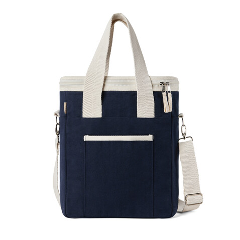 VINGA Volonne AWARE™ Kühltasche aus recyceltem Canvas blau, off white bedrucken, Art.-Nr. V422115