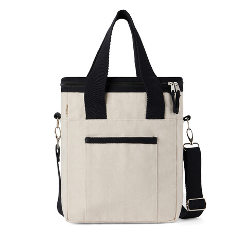 VINGA Volonne AWARE™ Kühltasche aus recyceltem Canvas off white, schwarz bedrucken, Art.-Nr. V422113