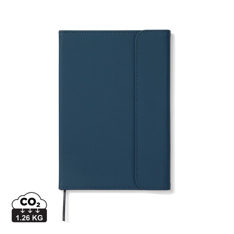 VINGA Baltimore GRS-zertifiziertes Papier &amp; PU-Notizbuch navy blau bedrucken, Art.-Nr. V773105