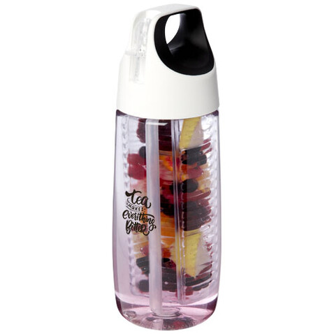 HydroFruit 700 ml Sportflasche aus recyceltem Kunststoff mit Klappdeckel und Trinkhalm, transparent weiss bedrucken, Art.-Nr. 10078401 HydroFruit 700 ml Sportflasche aus recyceltem Kunststoff mit Klappdeckel und Trinkhalm, transparent weiss bedrucken, Art.-Nr. 10078401