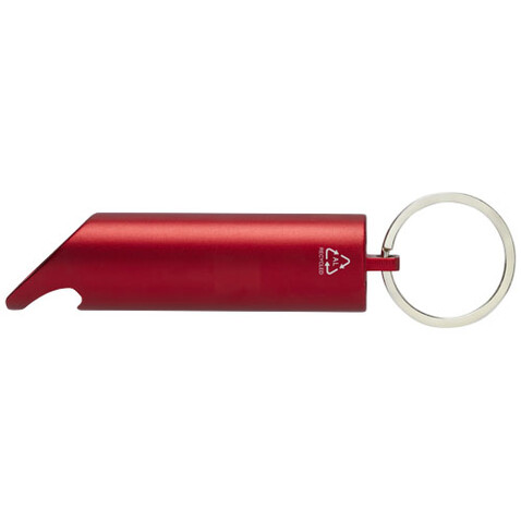 Flare IPX-LED-Lampe und Flaschenöffner aus recyceltem Aluminium mit Schlüsselanhänger, rot bedrucken, Art.-Nr. 10457421 Flare IPX-LED-Lampe und Flaschenöffner aus recyceltem Aluminium mit Schlüsselanhänger, rot bedrucken, Art.-Nr. 10457421