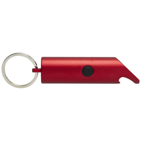 Flare IPX-LED-Lampe und Flaschenöffner aus recyceltem Aluminium mit Schlüsselanhänger, rot bedrucken, Art.-Nr. 10457421 Flare IPX-LED-Lampe und Flaschenöffner aus recyceltem Aluminium mit Schlüsselanhänger, rot bedrucken, Art.-Nr. 10457421