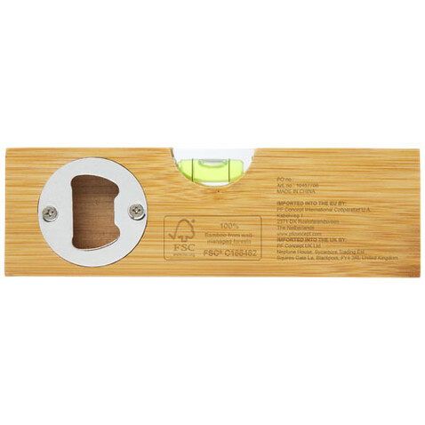 Flush Wasserwaage aus Bambus mit Flaschenöffner, natur bedrucken, Art.-Nr. 10457706 Flush Wasserwaage aus Bambus mit Flaschenöffner, natur bedrucken, Art.-Nr. 10457706