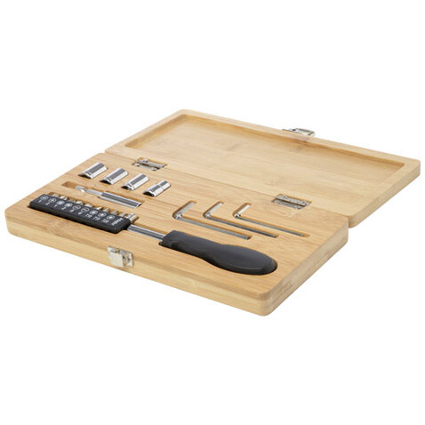 Rivet 19-teiliges Werkzeugset aus Bambus und recyceltem Kunststoff, natur bedrucken, Art.-Nr. 10457806 Rivet 19-teiliges Werkzeugset aus Bambus und recyceltem Kunststoff, natur bedrucken, Art.-Nr. 10457806