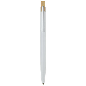 Nooshin Kugelschreiber aus recyceltem Aluminium (schwarze Mine), weiss bedrucken, Art.-Nr. 10787901