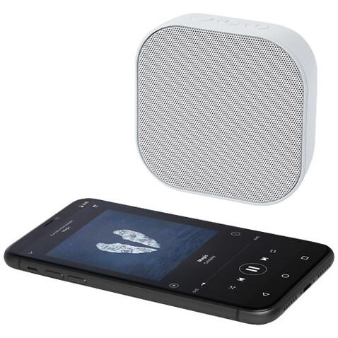 Stark 2.0 3 W Mini-Bluetooth®-Lautsprecher aus recyceltem RCS Kunststoff, weiss bedrucken, Art.-Nr. 12430501 Stark 2.0 3 W Mini-Bluetooth®-Lautsprecher aus recyceltem RCS Kunststoff, weiss bedrucken, Art.-Nr. 12430501
