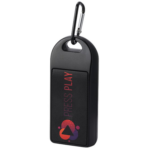 Omni 3 W IPX4 Bluetooth®-Lautsprecher aus recyceltem RCS Kunststoff, schwarz bedrucken, Art.-Nr. 12433390 Omni 3 W IPX4 Bluetooth®-Lautsprecher aus recyceltem RCS Kunststoff, schwarz bedrucken, Art.-Nr. 12433390