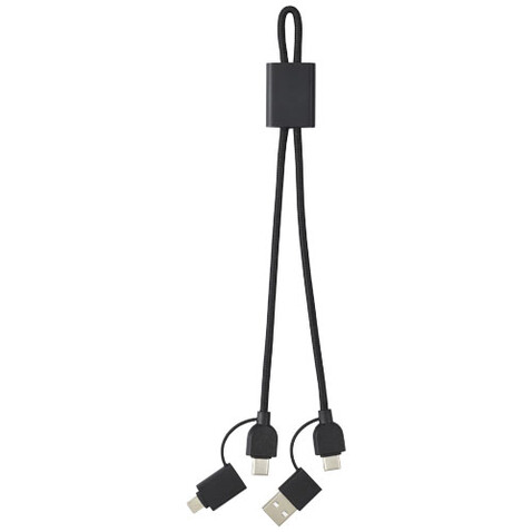 Connect 6-in-1 45W Schnelllade- & Datentransferkabel aus recyceltem RCS Aluminium, schwarz bedrucken, Art.-Nr. 12434590 Connect 6-in-1 45W Schnelllade- & Datentransferkabel aus recyceltem RCS Aluminium, schwarz bedrucken, Art.-Nr. 12434590