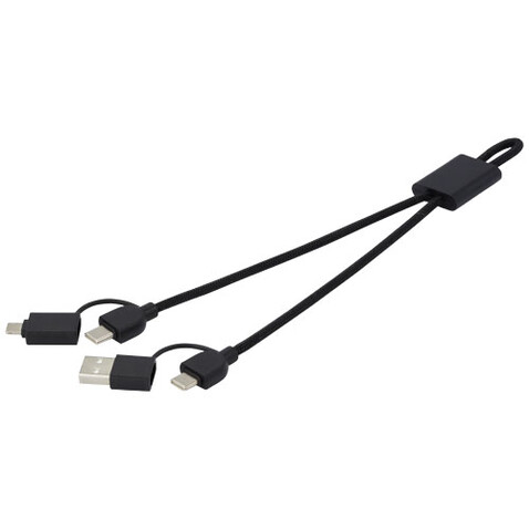 Connect 6-in-1 45W Schnelllade- & Datentransferkabel aus recyceltem RCS Aluminium, schwarz bedrucken, Art.-Nr. 12434590 Connect 6-in-1 45W Schnelllade- & Datentransferkabel aus recyceltem RCS Aluminium, schwarz bedrucken, Art.-Nr. 12434590