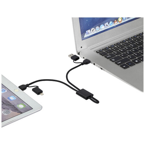 Connect 6-in-1 45W Schnelllade- & Datentransferkabel aus recyceltem RCS Aluminium, schwarz bedrucken, Art.-Nr. 12434590 Connect 6-in-1 45W Schnelllade- & Datentransferkabel aus recyceltem RCS Aluminium, schwarz bedrucken, Art.-Nr. 12434590