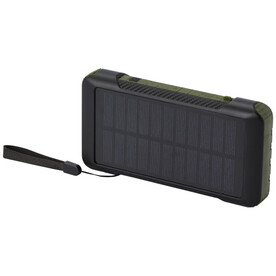 Soldy 10.000 mAh Solardynamo-Powerbank aus recyceltem GRS Kunststoff, armeegrün bedrucken, Art.-Nr. 12434664