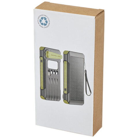 Soldy 10.000 mAh Solardynamo-Powerbank aus recyceltem GRS Kunststoff, armeegrün bedrucken, Art.-Nr. 12434664 Soldy 10.000 mAh Solardynamo-Powerbank aus recyceltem GRS Kunststoff, armeegrün bedrucken, Art.-Nr. 12434664