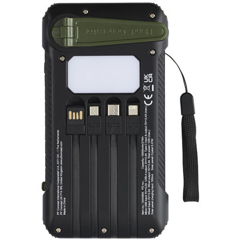 Soldy 10.000 mAh Solardynamo-Powerbank aus recyceltem GRS Kunststoff, armeegrün bedrucken, Art.-Nr. 12434664 Soldy 10.000 mAh Solardynamo-Powerbank aus recyceltem GRS Kunststoff, armeegrün bedrucken, Art.-Nr. 12434664