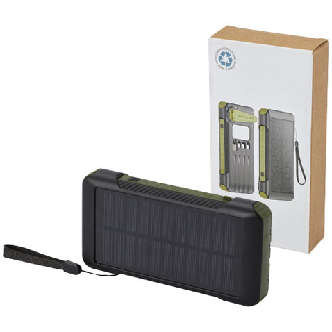 Soldy 10.000 mAh Solardynamo-Powerbank aus recyceltem GRS Kunststoff, armeegrün bedrucken, Art.-Nr. 12434664 Soldy 10.000 mAh Solardynamo-Powerbank aus recyceltem GRS Kunststoff, armeegrün bedrucken, Art.-Nr. 12434664