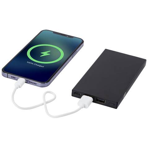 Connect 5000 mAh Powerbank aus recyceltem Aluminium, schwarz bedrucken, Art.-Nr. 12434990 Connect 5000 mAh Powerbank aus recyceltem Aluminium, schwarz bedrucken, Art.-Nr. 12434990