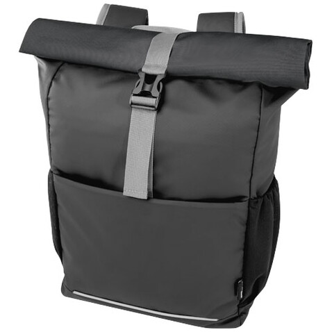 Aqua 15" wasserabweisende Fahrradtasche aus GRS Recyclingmaterial 20 L, schwarz bedrucken, Art.-Nr. 13005090 Aqua 15" wasserabweisende Fahrradtasche aus GRS Recyclingmaterial 20 L, schwarz bedrucken, Art.-Nr. 13005090