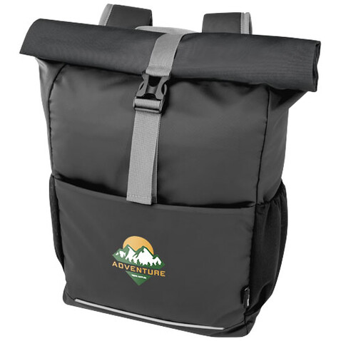 Aqua 15" wasserabweisende Fahrradtasche aus GRS Recyclingmaterial 20 L, schwarz bedrucken, Art.-Nr. 13005090 Aqua 15" wasserabweisende Fahrradtasche aus GRS Recyclingmaterial 20 L, schwarz bedrucken, Art.-Nr. 13005090