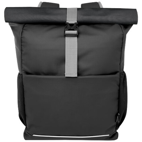 Aqua 15" wasserabweisende Fahrradtasche aus GRS Recyclingmaterial 20 L, schwarz bedrucken, Art.-Nr. 13005090 Aqua 15" wasserabweisende Fahrradtasche aus GRS Recyclingmaterial 20 L, schwarz bedrucken, Art.-Nr. 13005090